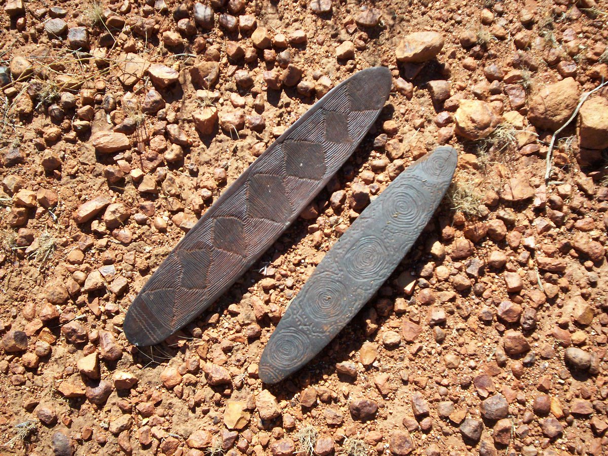 outbackyonder's tweet photo. A message stick, some rain making boards and a digging stick. From waterhole Gibson Desert. This from a few years back - probably still are there.
#gibsondesert #outbackyonder #messagestick https://t.co/bZr6Tb3VCJ