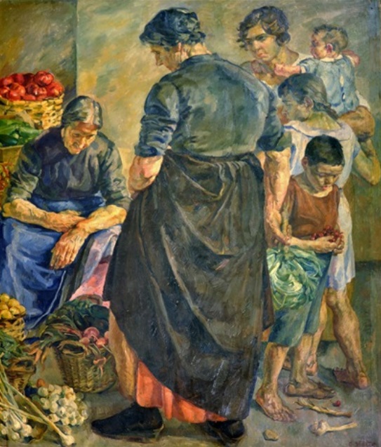 Antonio79B's tweet photo. Oggi nel 1891 nasceva il pittore e docente #EmilioNotte, esponente del movimento futurista.
(AL MERCATO, anno 1921, olio su tela).
#30gennaio. https://t.co/zabGVGKiBg