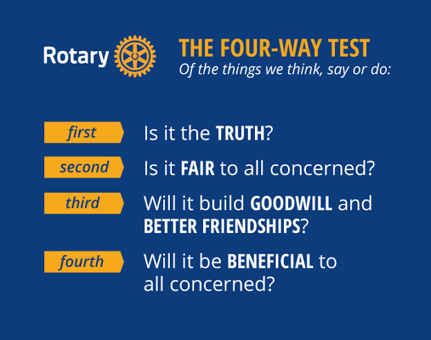 AmbazaAndrew's tweet photo. "Adopted by Rotary 80 years ago, The Four-Way Test remains an unsurpassed guide to making sound ethical decisions"-Patrick Galvin https://t.co/AHdLCzYwGv