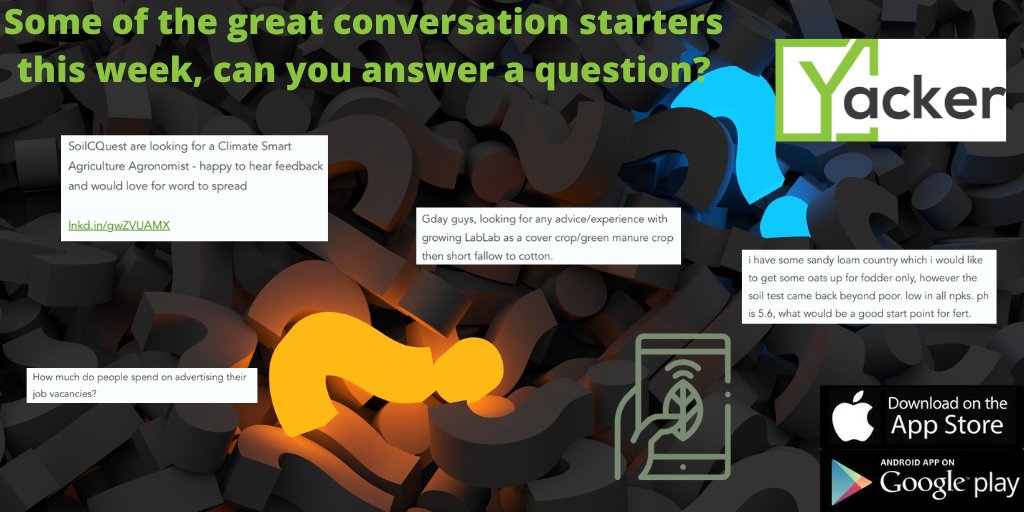 YackerApp's tweet photo. Some of the great questions waiting to be answered on Yacker this week, can you help.
#YackerApp is created for Australian Agriculture, by Australian Agriculture, come and #jointheconversation today! ! https://t.co/0RezG5Lr6E