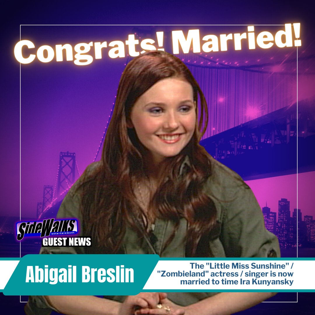 SIDEWALKS GUEST NEWS: #AbigailBreslin
Congrats to our guest, who wed Ira Kunyansky. The #LittleMissSunshine & #Zombieland star announced her marriage on her Instagram.

#ICYMI: the last time we interviewed Abigail: sidewalkstv.com/interview-abig…

#wedding #marriage #nupitals #actress
