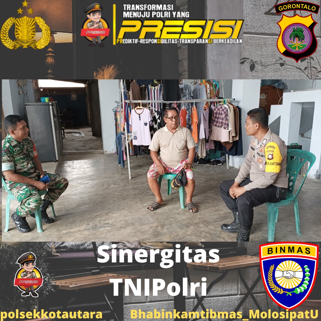 YofitZola's tweet photo. Bhabinkamtibmas Bersama Babinsa Melaksanakan DDS ke rumah warga binaan utk memberikan pesan-pesan kamtibmas

#polripresisi
#polisiindonesia
#polisihumanis
#polrestagorontalokota
#humaspolrestagorontalokota
#kapolrestagorontalokota https://t.co/uSIfeRW4z1