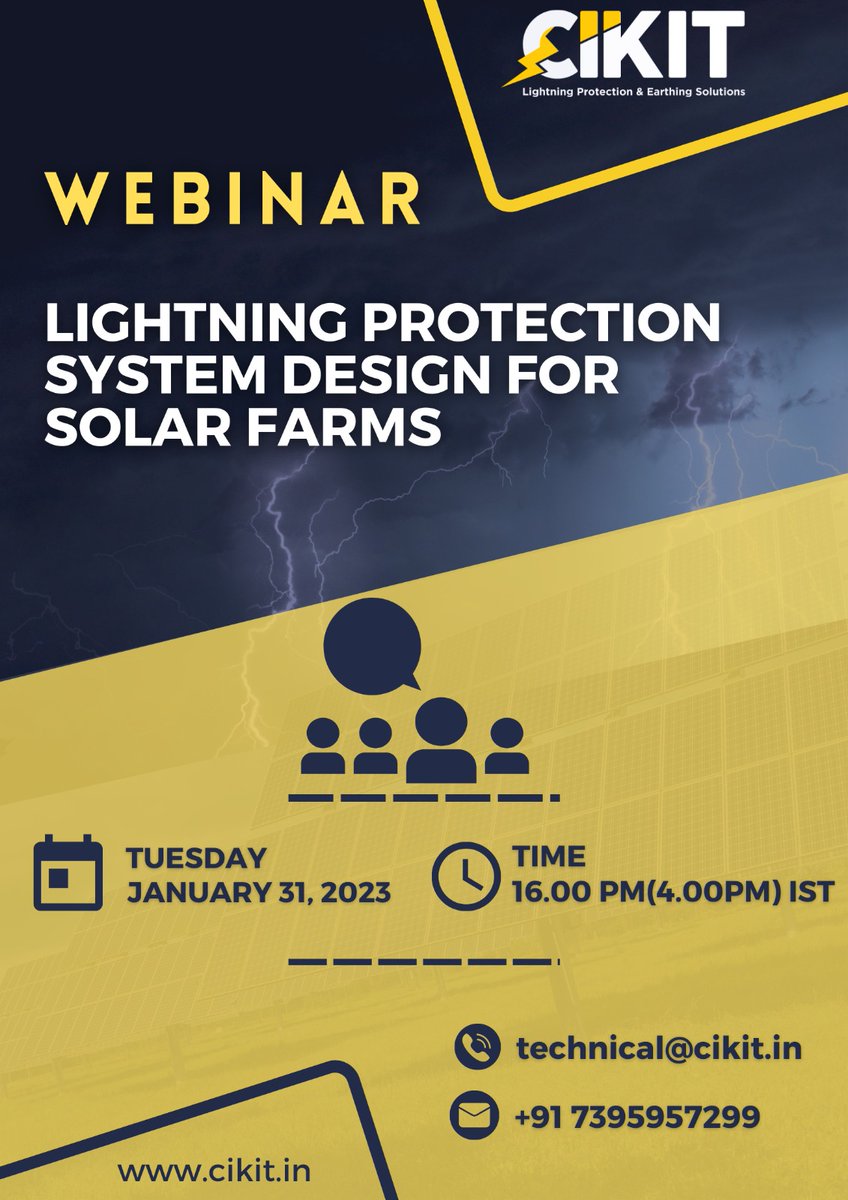 CIKITElectrical's tweet photo. Hello Everyone, Our next technical webinar is about "𝗟𝗶𝗴𝗵𝘁𝗻𝗶𝗻𝗴 𝗣𝗿𝗼𝘁𝗲𝗰𝘁𝗶𝗼𝗻 𝗦𝘆𝘀𝘁𝗲𝗺 𝗗𝗲𝘀𝗶𝗴𝗻 𝗳𝗼𝗿 𝗦𝗼𝗹𝗮𝗿"

Click here to register

https://t.co/ZUzvKSKTBO

#CIKIT #lightning #grounding #earthing #engineer #electricalengineering https://t.co/THWpTiH62M