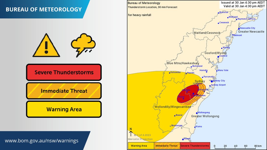 BOM_NSW's tweet image. ⛈️Heavy rainfall which may lead to flash flooding is possible with #thunderstorms over southwest #Sydney, including #Campbelltown, #Camden, #Liverpool and #Bankstown. See latest warning at bom.gov.au/nsw/warnings/