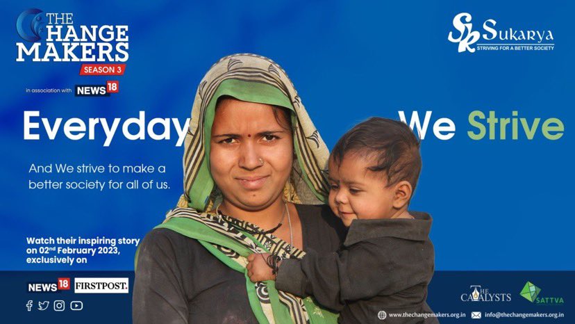 Watch the story of <a href="/sukaryango/">Sukarya</a> which works on some of the most pressing needs &amp; deep-rooted issues of communities living in villages &amp; urban slums. On 2nd Feb ‘23, on <a href="/ChangemakersCsr/">The Changemakers</a> on <a href="/CNNnews18/">News18</a> &amp; <a href="/firstpost/">Firstpost</a>
#healthcare #genderequality #education #livelihood
<a href="/MeeraatSukarya/">Meera from Sukarya</a>