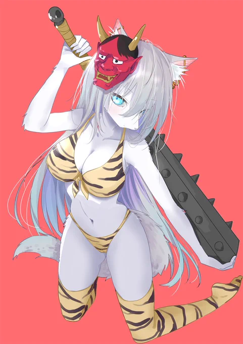 鬼コスハスキーちゃん !#ケモノ #メスケモ #節分 #2月3日 