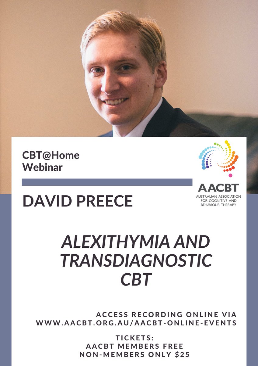 Bonus CBT@Home webinar in Jan - launching tomorrow!

Do you have clients that have difficulty understanding and talking about their emotions?
This presentation will go through recent advances in the understanding, assessment, and treatment of alexithymia

bit.ly/CBTatHome_Alex…