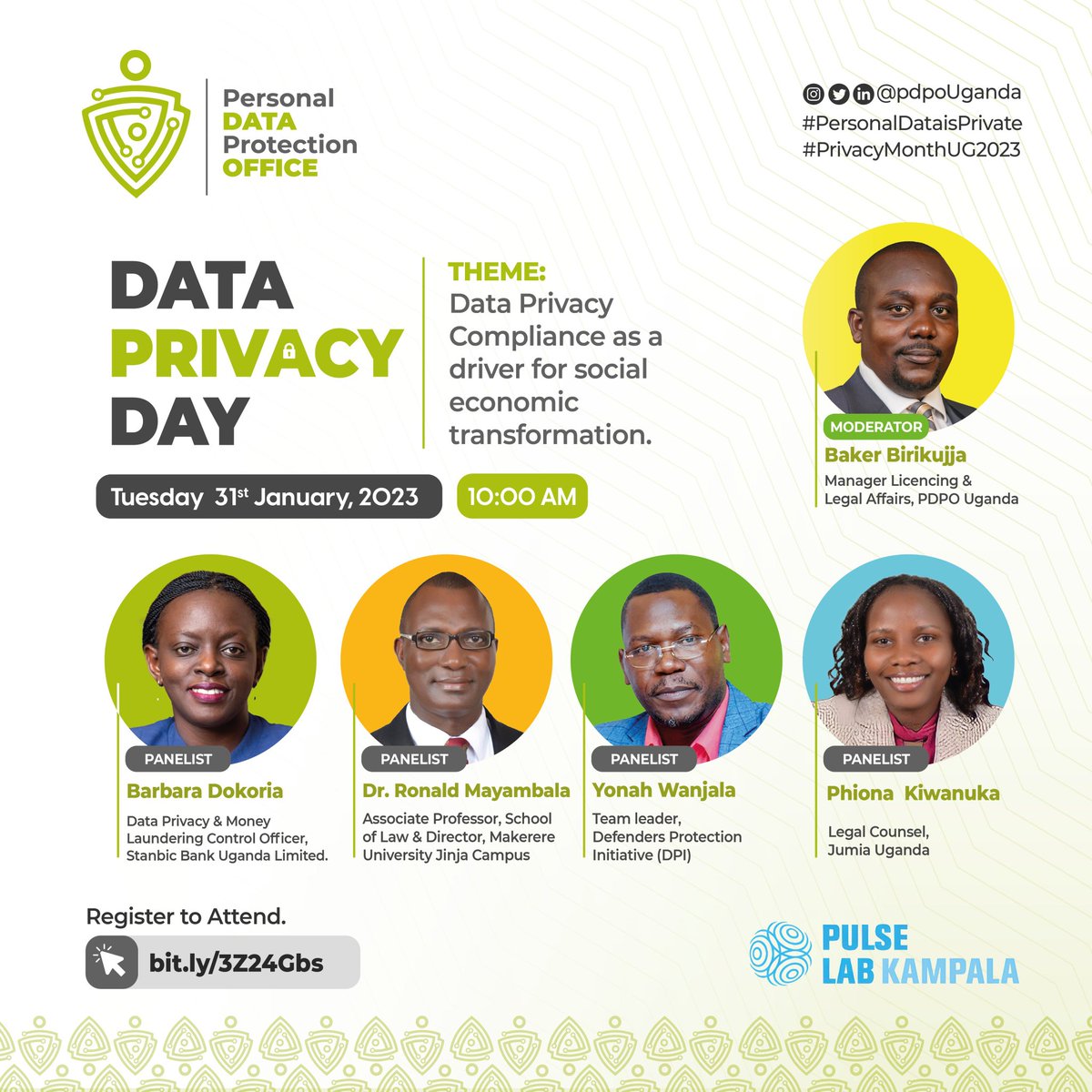 @pdpoUG will wrap up the #PrivacyMonthUG2023 with a conference tomorrow from 8:00AM to 1:00PM. Register to attend virtually and listen from different privacy experts.
Register here: bit.ly/3Z24Gbs