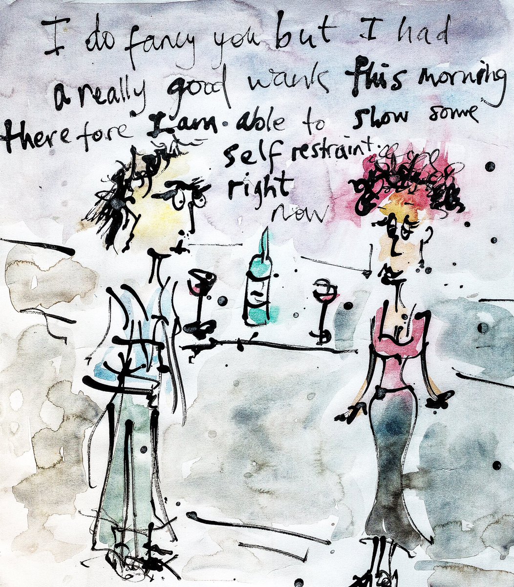 jazaminsinclair's tweet photo. ‘Dating 9’ (2013): Indian ink & acrylic; A3(ish); £150. Prints from £15/cards £4
https://t.co/9gzKM2hRej
#satire #cartoon #semiautobiographical #illustratedprosody #sex #dating #datingmemes #masturbation #wanking #internalmonologue #chat #antivalentines #alternativevalentines https://t.co/SNtr6wuext