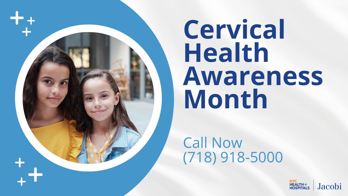 January is #CervicalHealthAwareness month! We urge parents to make sure their teens get the HPV vaccine, which protects against cervical cancer in women.
Make an appointment for your teen today: (718) 918-5000. #JacobiStrong