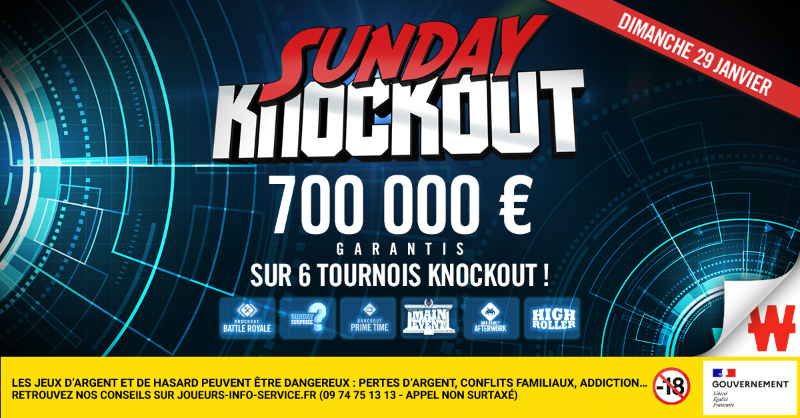 Winamax's tweet photo. 🥊 Déluge de bourre-pifs aux tables des tournois #SundayKnockout de dimanche. Fripouille. a esquivé les coups et s'envole pour les USA. Venez regarder nos replays. ⤵️