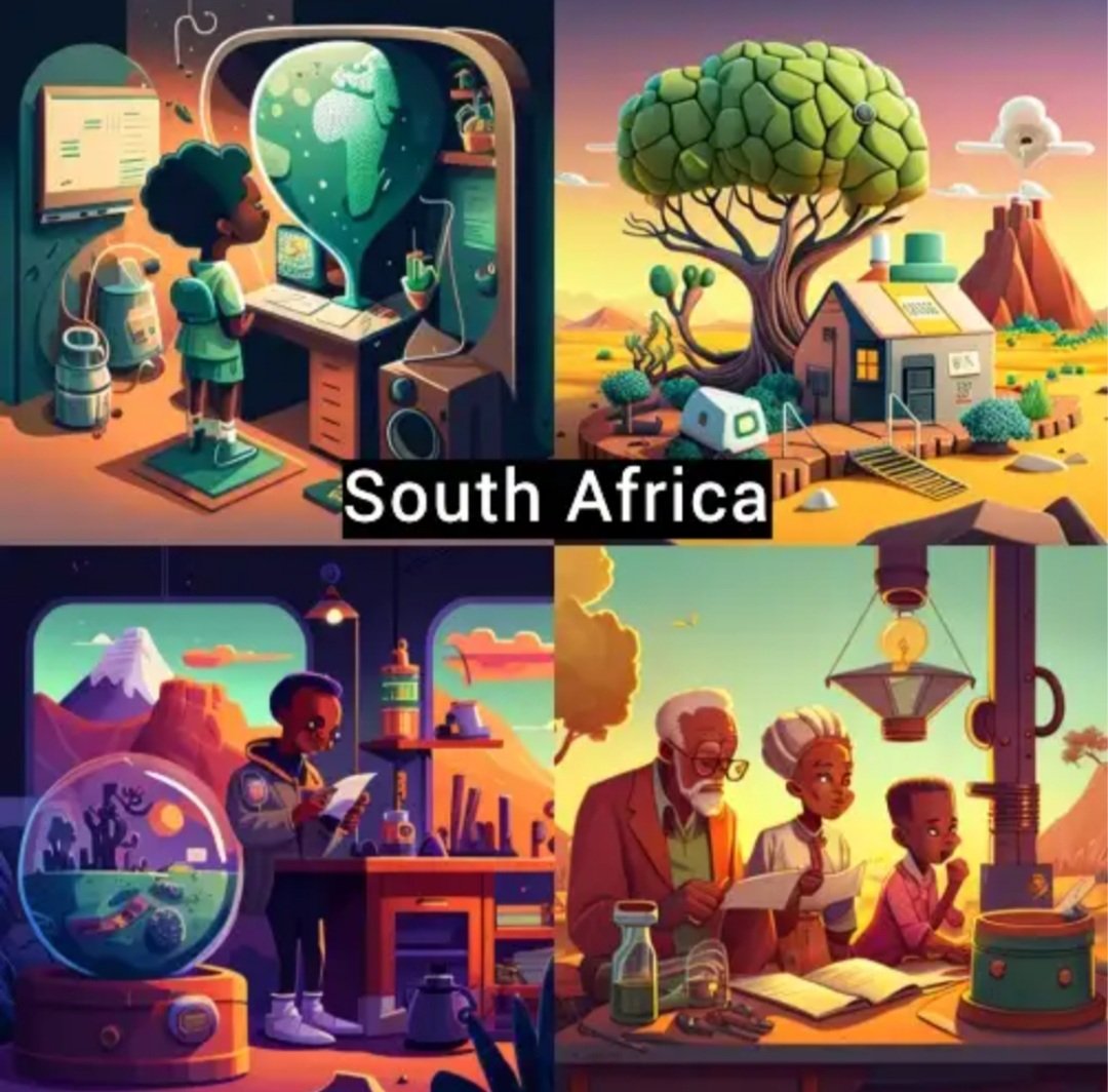 AI art generators like the #Midjourney bot can showcase both beauty and bias. Taking a journey around the world, this is how #SouthAfrica is depicted. 
#GenerativeAI