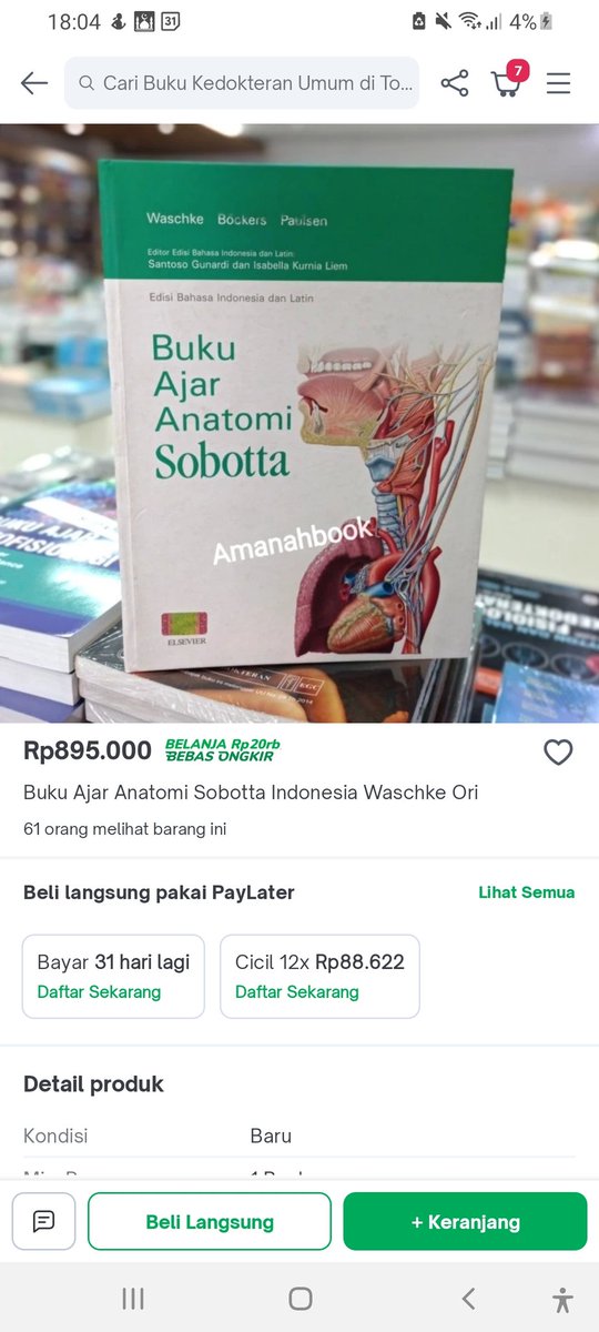 sshadeed's tweet photo. PRELOVED BUKU KEDOKTERAN

Buku Ajar Anatomi Sobotta (masih muluss😍)
Harga beli : Rp 895.000
Harga jual : Rp 750.000 (bisa nego)

FREE 5 BUKU RANGKUMAN (Mikrobiologi, Parasitologi (2), Farmakologi, IKM-KP)

Minat? Reply!
Mau divideoin kondisi buku + tanya2? Dm! https://t.co/ASPyJce4uu