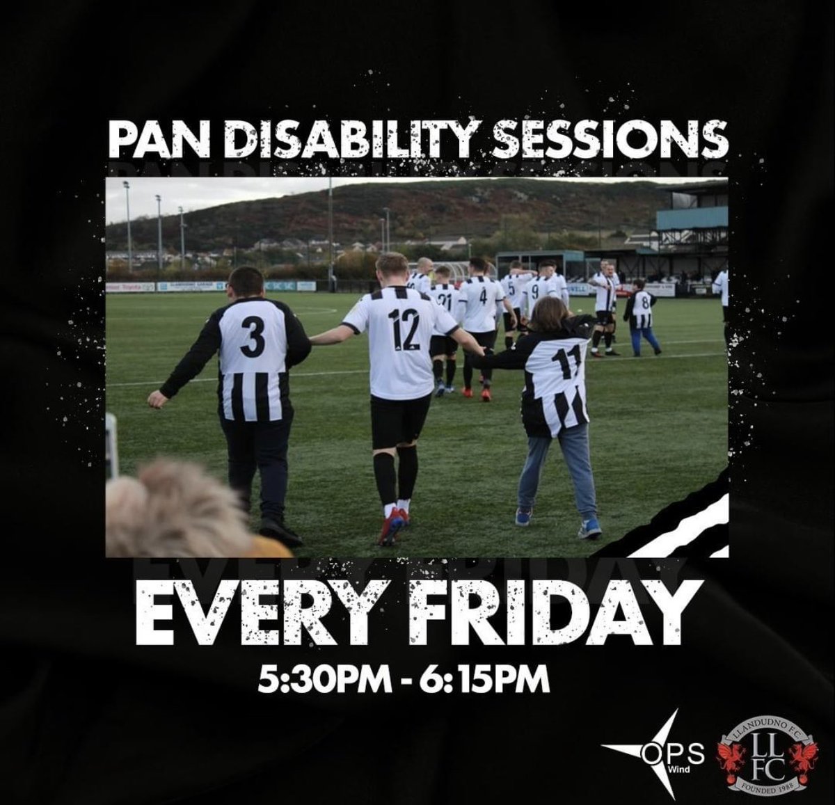 ConnorMurphy28's tweet image. Here at Llandudno FC we provide fun football sessions for 2-4 Year olds all the way to 9-13 year olds every Monday and Friday! 

TOTS: 2-4 Yrs- 4.00pm-4:45pm
Turn Up and Play: 5-8 yrs - 5.00pm-6:00pm
Turn Up and Play: 9-13 yrs - 6:00pm-7:00pm
PAN Disability- 5:30-6:15 (Fridays)