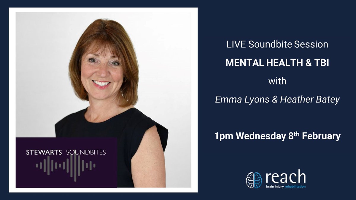 Our founder and Manging Director, Heather Batey will be talking to <a href="/StewartsLawLLP/">Stewarts</a>  about the link between mental health difficulties and traumatic brain injury (TBI) on Wednesday 8 February, 1pm.

Sign up below:
stewartslaw.com/news/stewarts-…

#tbi #abi #braininjury #rightrehab