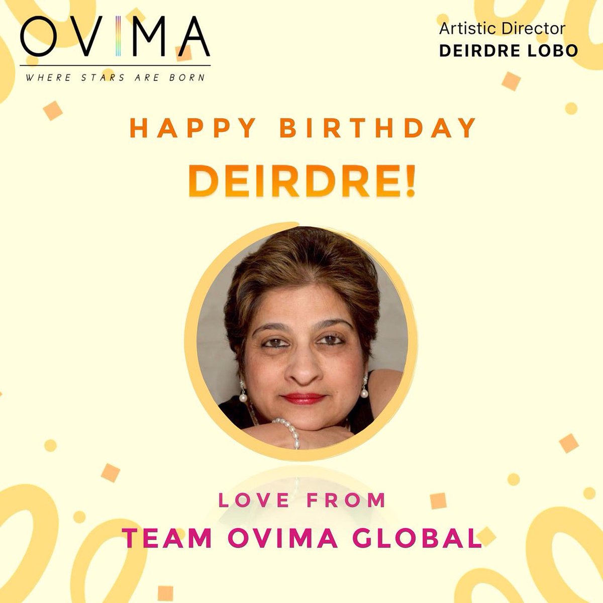 Happy Birthday to our Artistic Director, Deirdre Lobo 💖 Sending you the warmest greetings on your birthday!
Best Wishes from your Students, Parents & Team OVIMA✨

#birthday #happybirthday #love #party #celebration #vocalcoach #singer #music #singinglessons #voicelessons