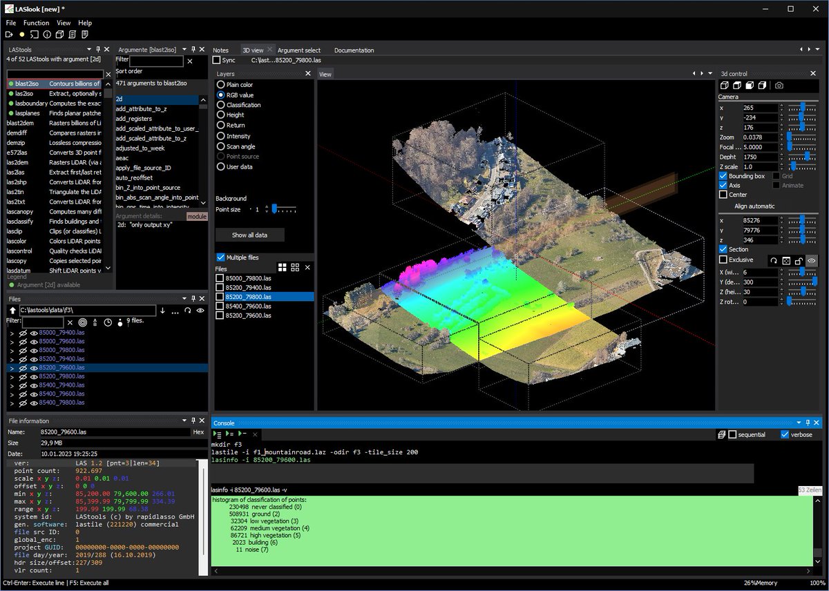 LAStools announces the release of *laslook*, the new graphical workbench! Download FOR FREE to visualize your point clouds. For more info, see rapidlasso.de/en_laslook_int…
