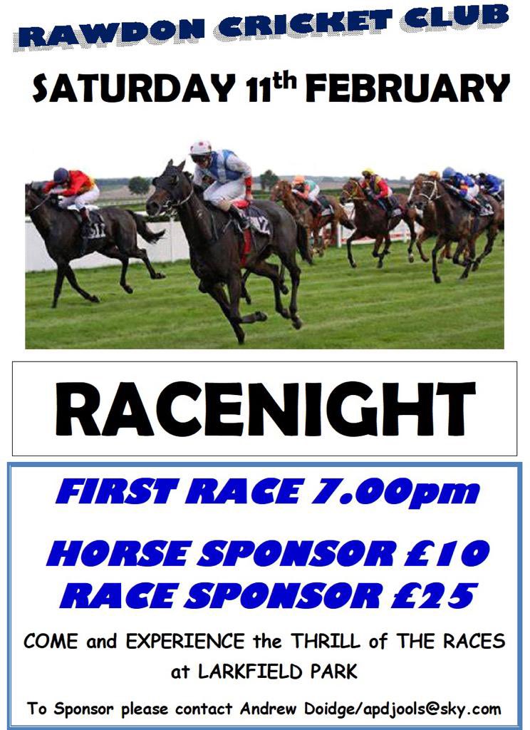 rawdoncc's tweet photo. RCC Race Night! Saturday 11th Feb. Only 1 Race left to sponsor £25. 30 horses yet to be sponsored at £10 each. Be in it to win it! It’s a great night for the family & a great fundraiser for the club. Come along & support it #horses #racenight #rawdoncc https://t.co/d5H4bQAXv9