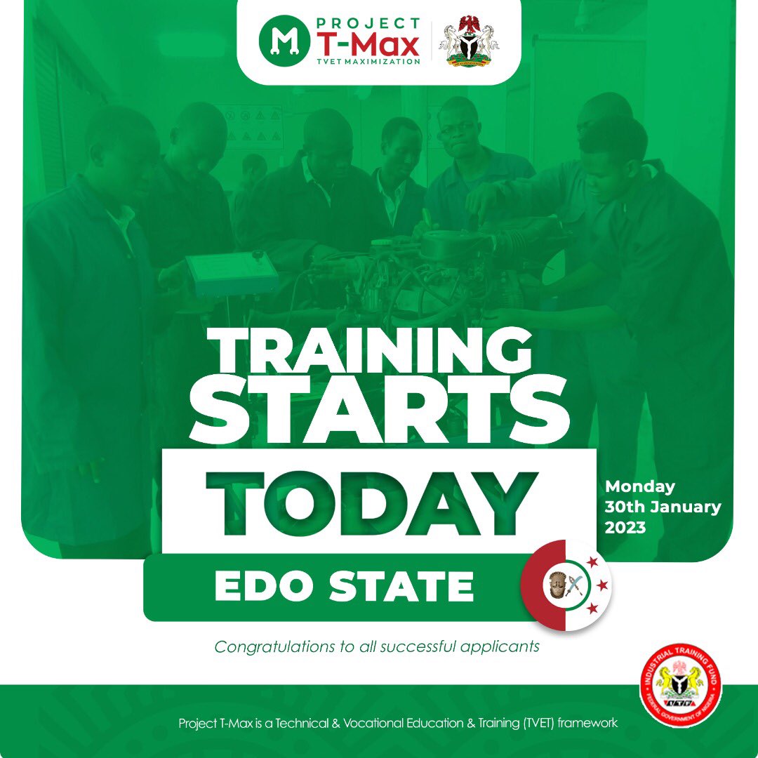 TmaxNigeria's tweet photo. From a total number of just over 22,000 applicants, 2000 have been selected for #ProjectTmax in Edo State as training kicks-off today.
Congratulations to all successful applicants #tmaxnigeria #tmaxedo https://t.co/Kv5tnbDXuM