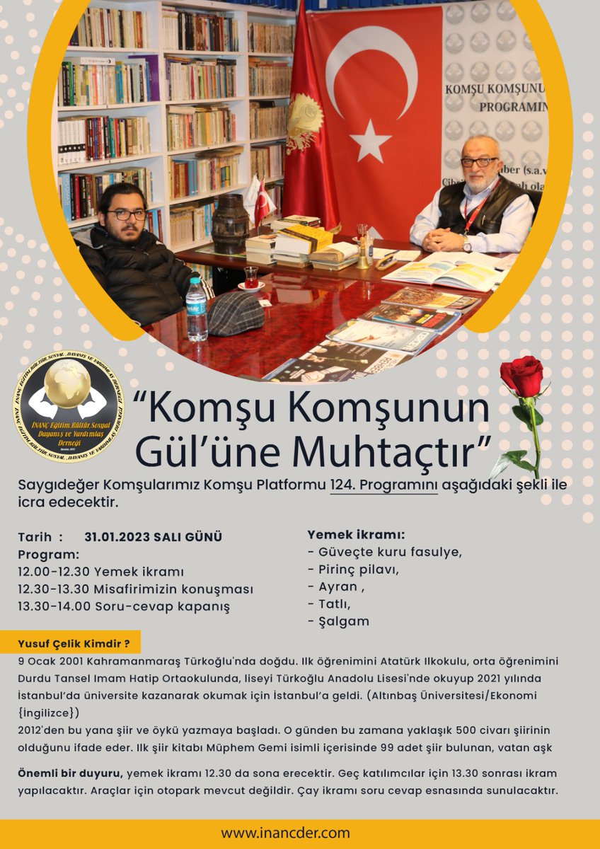 "Komşu Komşunun Gül'üne Muhtaçtır"
124. Program 31.01.2023 Salı Günü yapılacaktır.  <a href="/nkulunk/">Nejdet Külünk</a>  
inancder.com