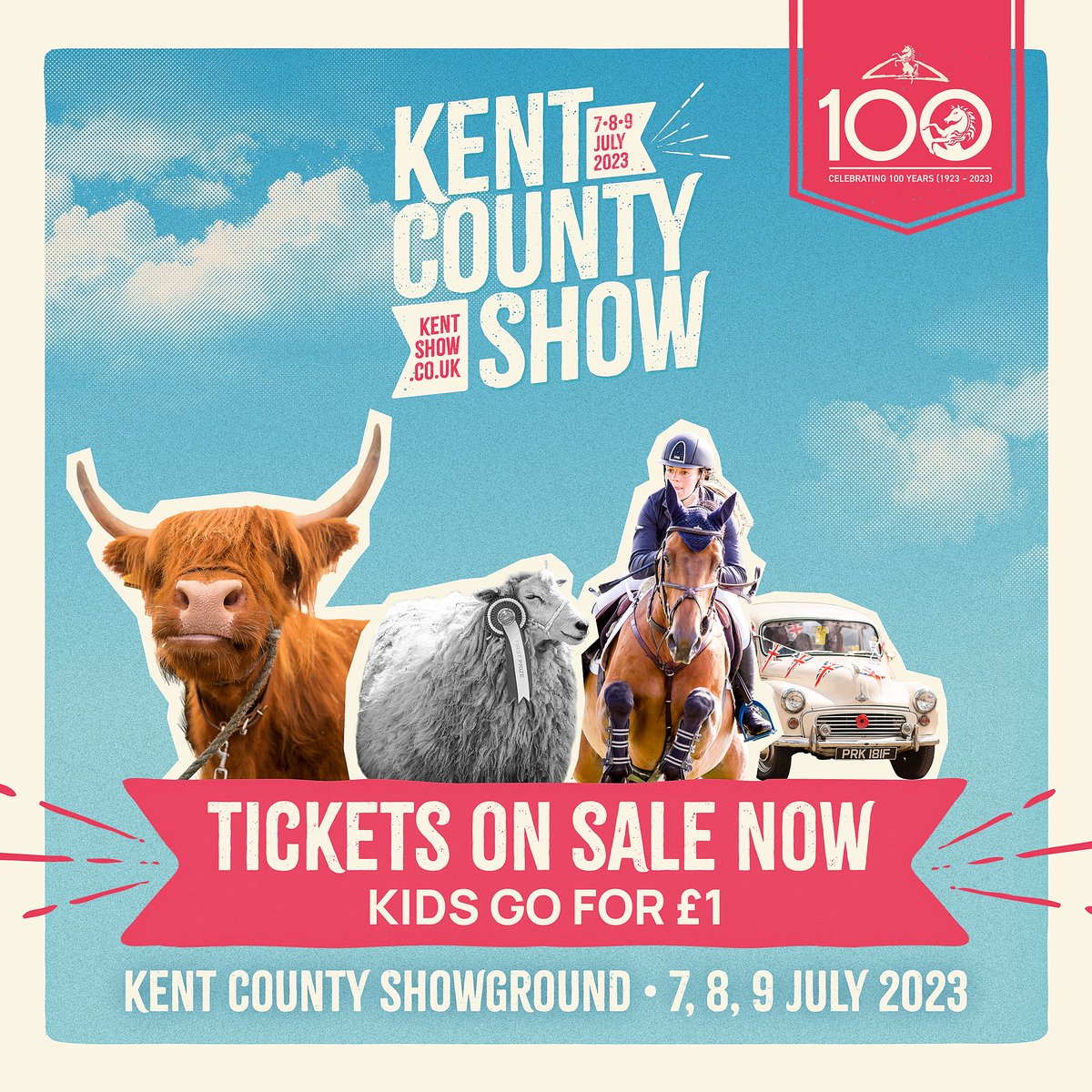 ⭐ KENT COUNTY SHOW ⭐
Tickets are now LIVE for Kent County Show 2023 on 7, 8 &amp; 9 July! bit.ly/2E06soL  

First release tickets are currently on sale for £19.50, with kids 13 and under going for just £1. 🎟️