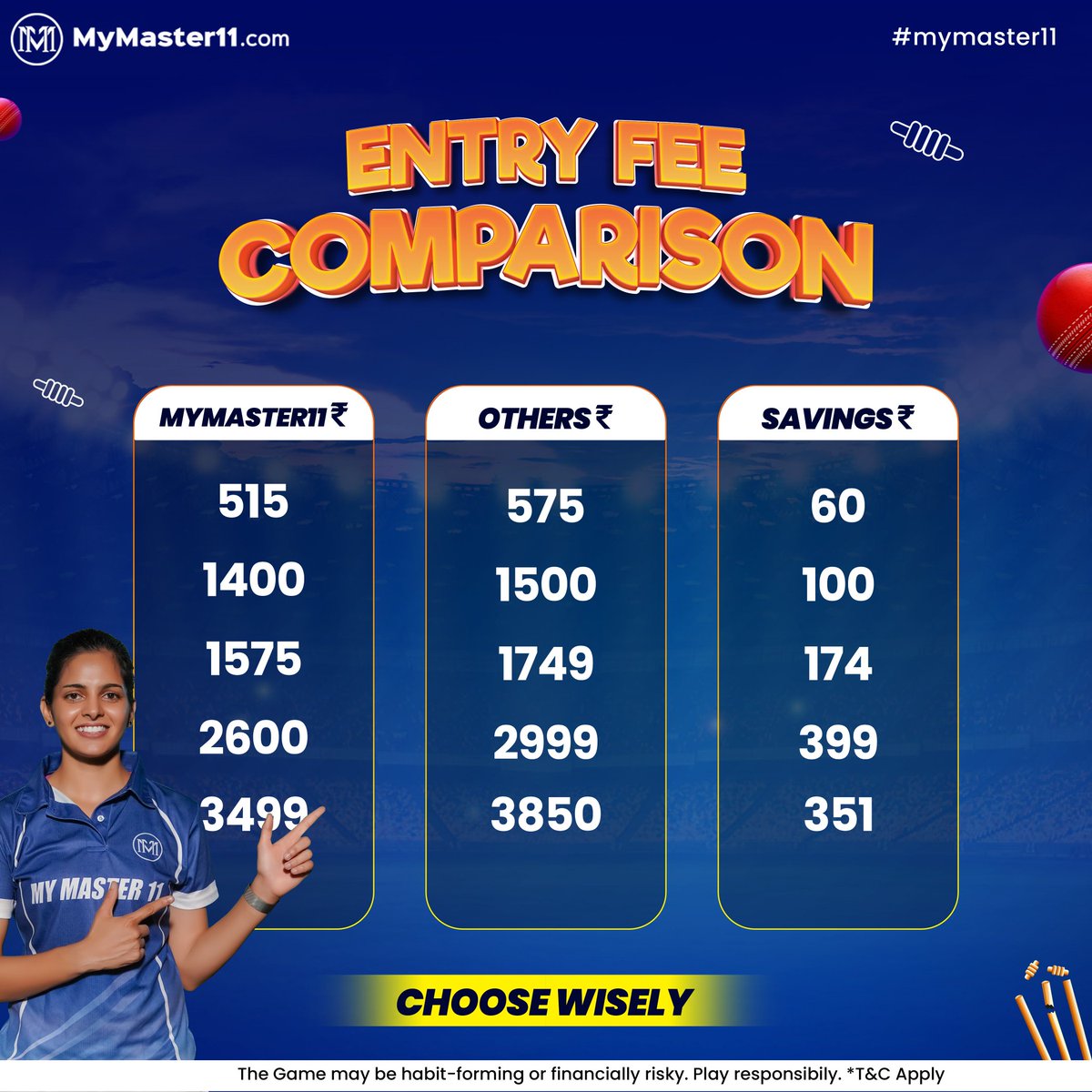 MM11official's tweet photo. USER CHOOSE WISELY‼️
My Master 11 offers the best entry fee in the industry.
Download App Now
https://t.co/R4lRTVibcy
.
#mymaster11 #kheloapnamasterstroke #fantasygames #bestfantasyapp
#fantasycricket https://t.co/uHl20EoMMB