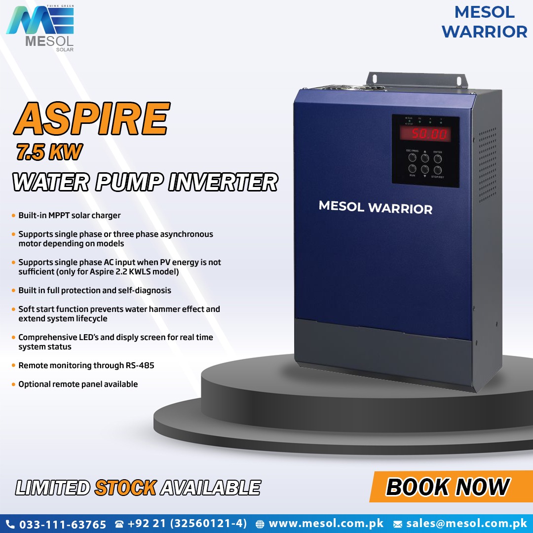 Aspire 7.5KW Water Pumping Inverter at the best price. There is a limited supply of ready stock left.
