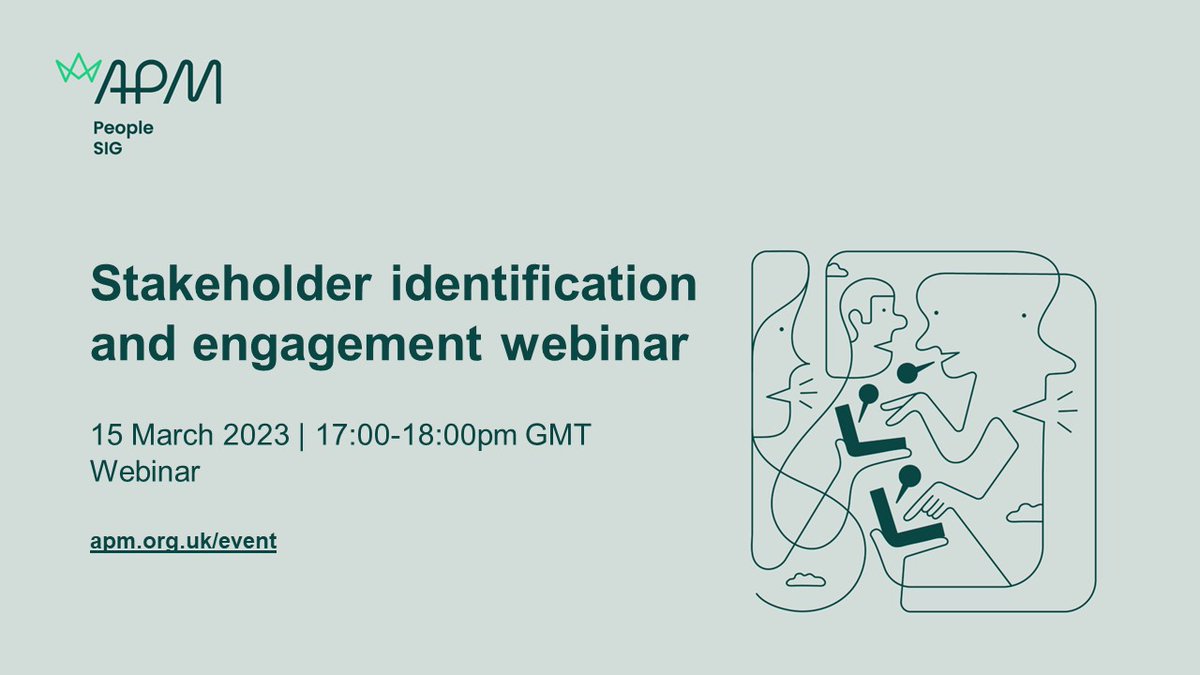 APMEvents's tweet photo. Know and connect with your project stakeholders https://t.co/Cf7TfN8Zoy 15 March Hear real-life case studies dealing with the identification and engagement of the key stakeholders #apmwebinar #apmchange #apmpeople #pmot #apmweb https://t.co/7VtRo2eB2w