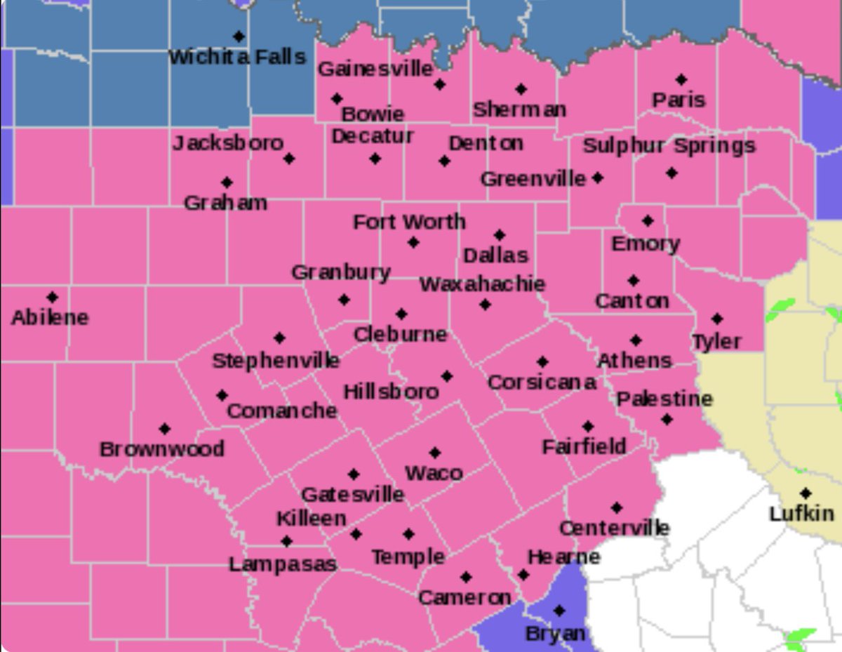 ❄️ WINTER STORM WARNING ❄️

Multiple rounds of freezing rain and sleet are expected to fall across North Texas starting today through Wednesday. Impacts to travel are likely. Freezing rain could also impact infrastructure such as utilities and electricity.