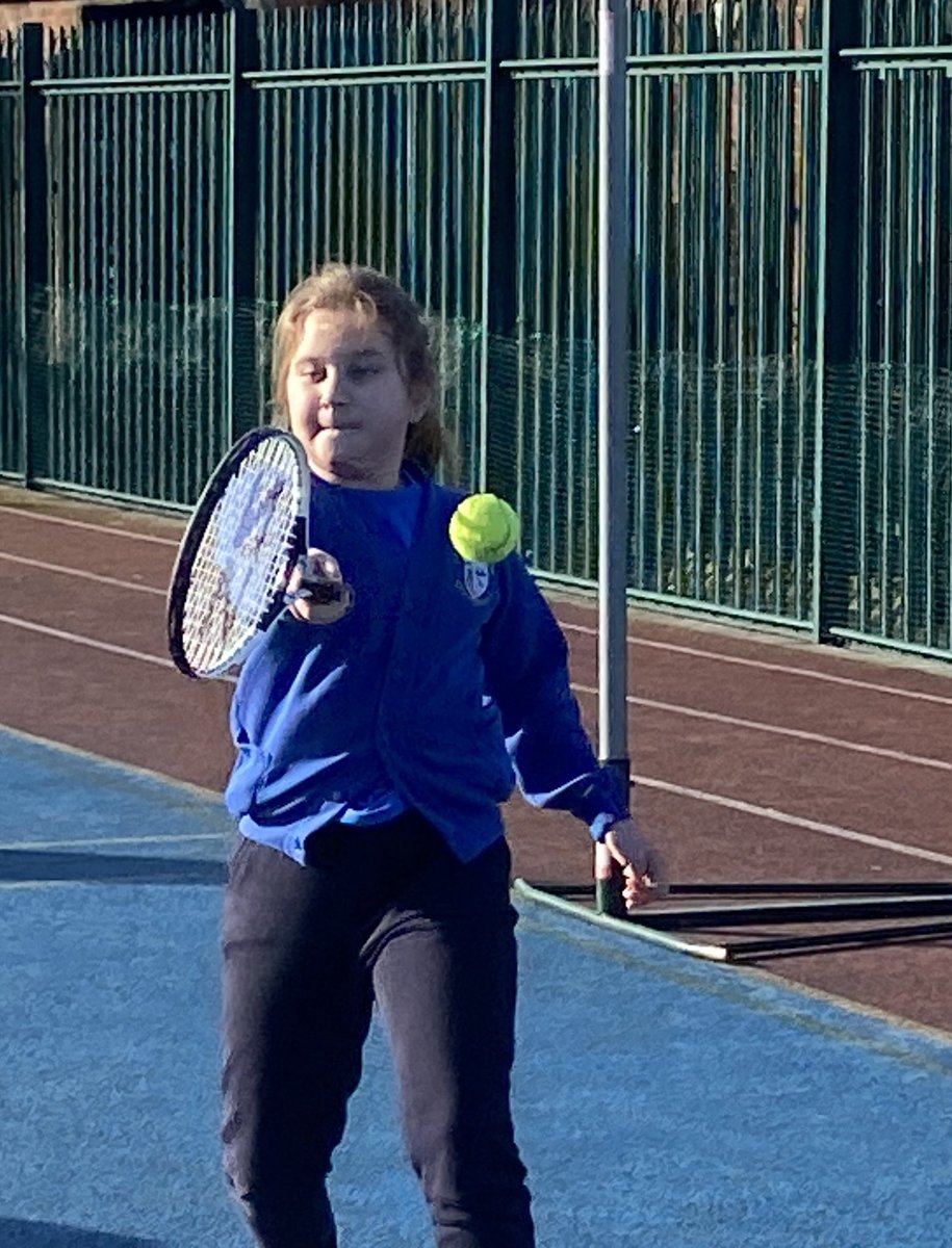 STOCSch's tweet image. Anyone for 🎾?  5B enjoying the outdoors with a spot of tennis!! 💛💙🎾 @STOCSch @Wimbledon #freshair #ballcontrol