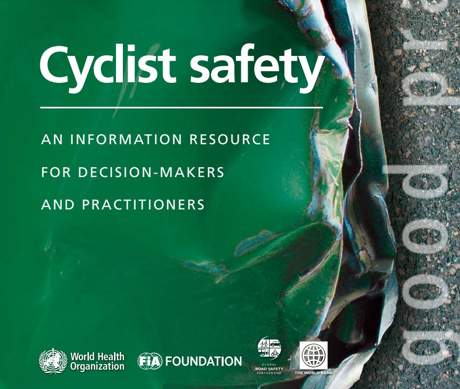 Cyclist Safety: an Information Resource for Decision-Makers and Practitioners describes the magnitude of cyclist death and injury, the key risk factors, and effective interventions. 🚴‍♂️

Find it here: bit.ly/3WOUDUA

#RoadSafety