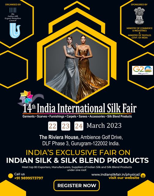 The Indian Silk Export Promotion Council (ISEPC) which is an apex government body of the exporters of lndian silk & silk blend products from all over India is organizing '14th India International Silk Fair 22-24 March 2022'
@IndianDiplomacy @MEAIndia @AmritMahotsav