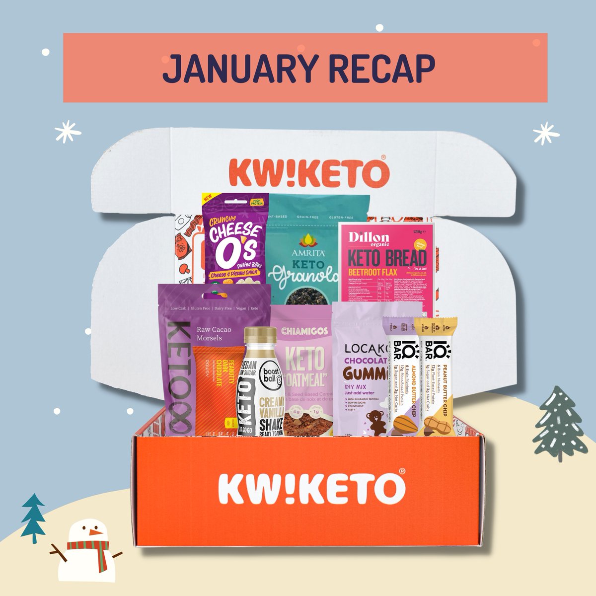 kwiketo's tweet photo. 👉 The January Collection for our monthly subscription boxes (Original &amp; Premium, Extra-20 and Supplement Boxes) was filled with 6 to 20 top-quality Keto goodies from all around the world. #kwiketo #ketodiet #Ketogenic #keto #lowcarb #Carnivore #carnivorediet https://t.co/3OXAU1mHH7