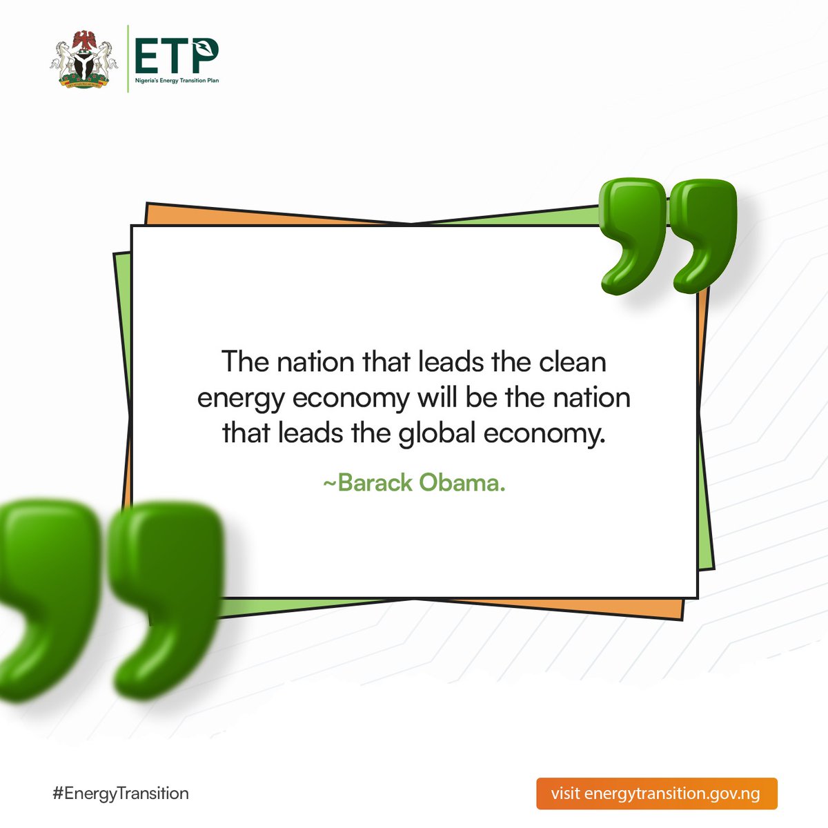 NigeriaETP's tweet photo. As a country, we are steering the wheel in the right direction with the launch and implementation of Nigeria's Energy Transition Plan.
#NETPlan
#EnergySecurity
#Energy
#EnergyTransition https://t.co/2tmiEKn0ud