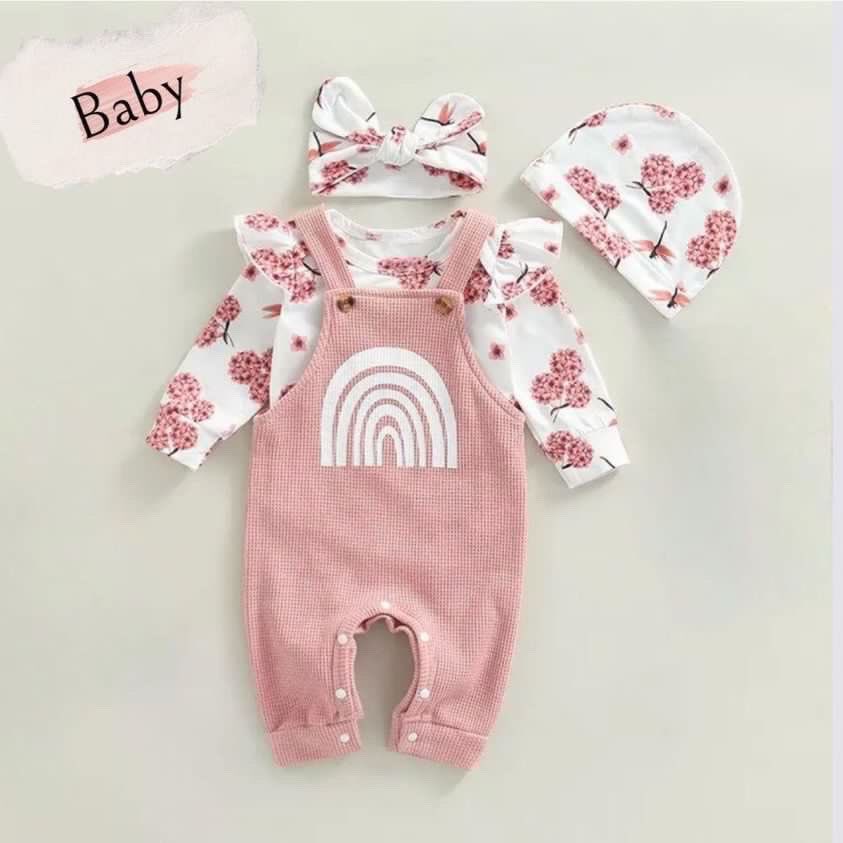 Momykonline's tweet image. Baby Fashion Flounced Sleeve Lace Floral Suspender Rainbow😍🥰

#baby #famile #girls