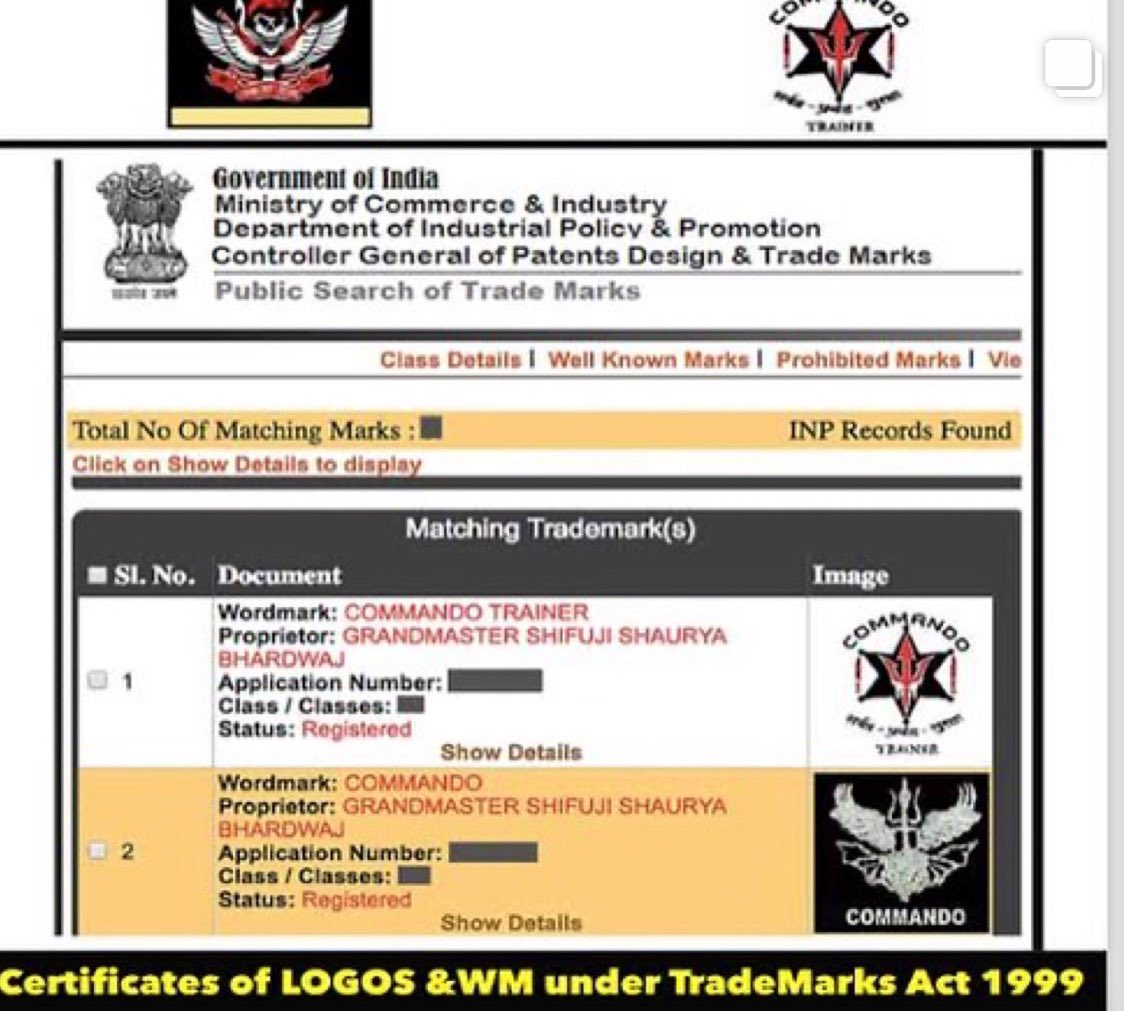 SHIFUJIJAIHIND's tweet photo. मेरा एकाधिकार है इन चिन्हों का उपयोग करने का। #trademark  Act १९९९ के तहत १०-१५ वर्ष पहले से रजिस्टर्ड हैं मेरे ये सभी Emblems #Commando , commando #MittiSystem और इसके अलावा #CivilCommandoForce #Sass9 #CommandoTrainer Freelance #commandosMentor 

मास्टर शीफूजी 
Master Shifuji https://t.co/qeDpRmHhuK