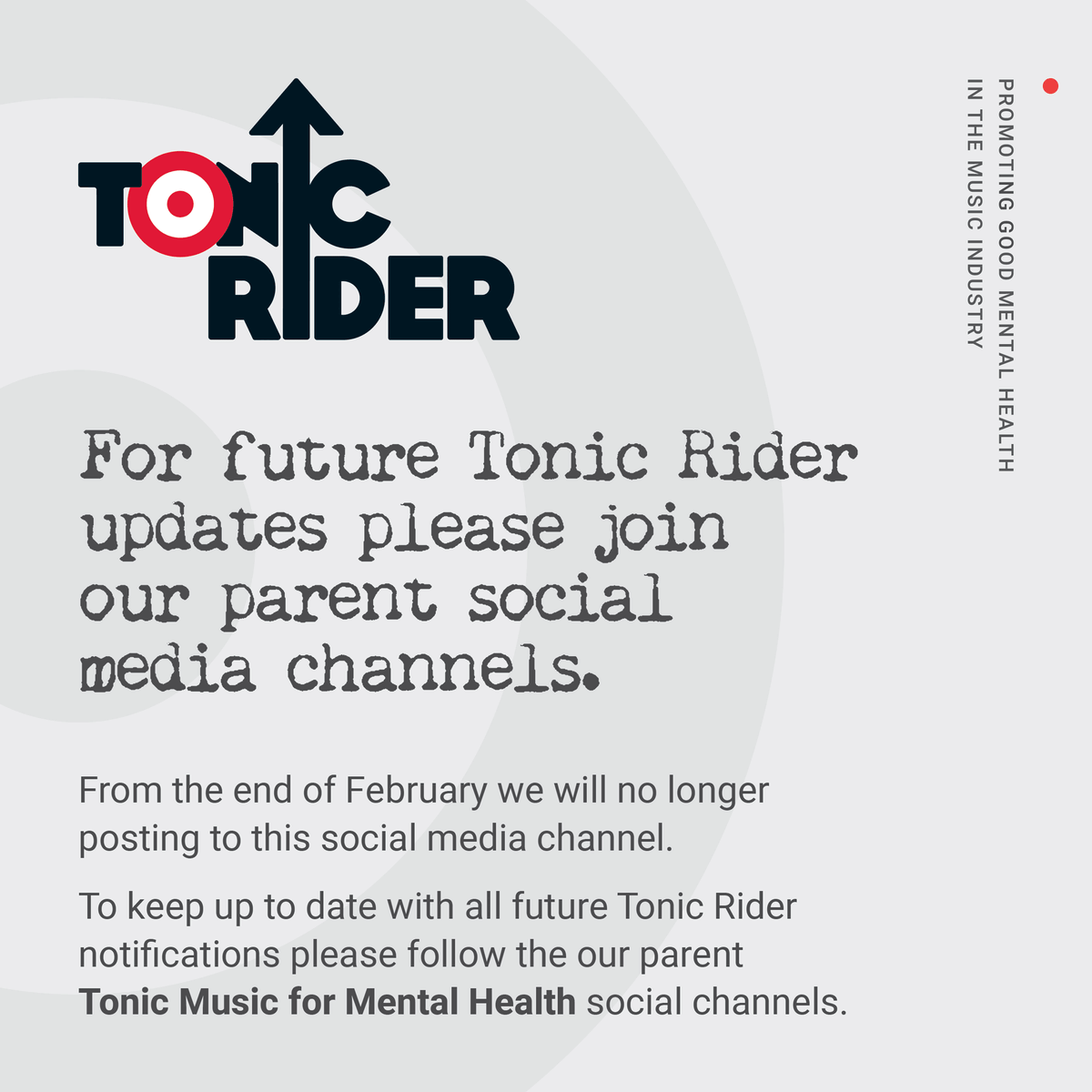 Please join our parent social media channels for all future Tonic Rider updates.
facebook.com/tonicmusicmh
x.com/tonicmusicmh
instagram.com/tonicmusicmh