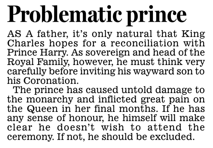 The #DailyMail has published an editorial today, calling on #KingCharles not to invite #PrinceHarry and #Meghan to the #Coronation in May. #royal