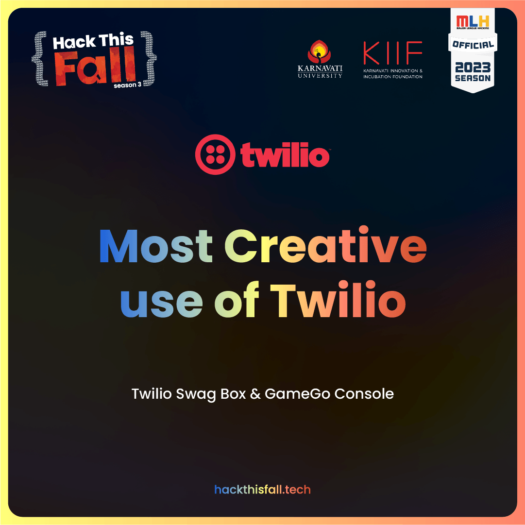hackthisfall's tweet image. Build a hack at #HackThisFall that simplifies your life using any of @twilio's APIs!🥳

Stand a chance to win #Twilio Swag Box and #GameGo console for each of the teammates!🏆