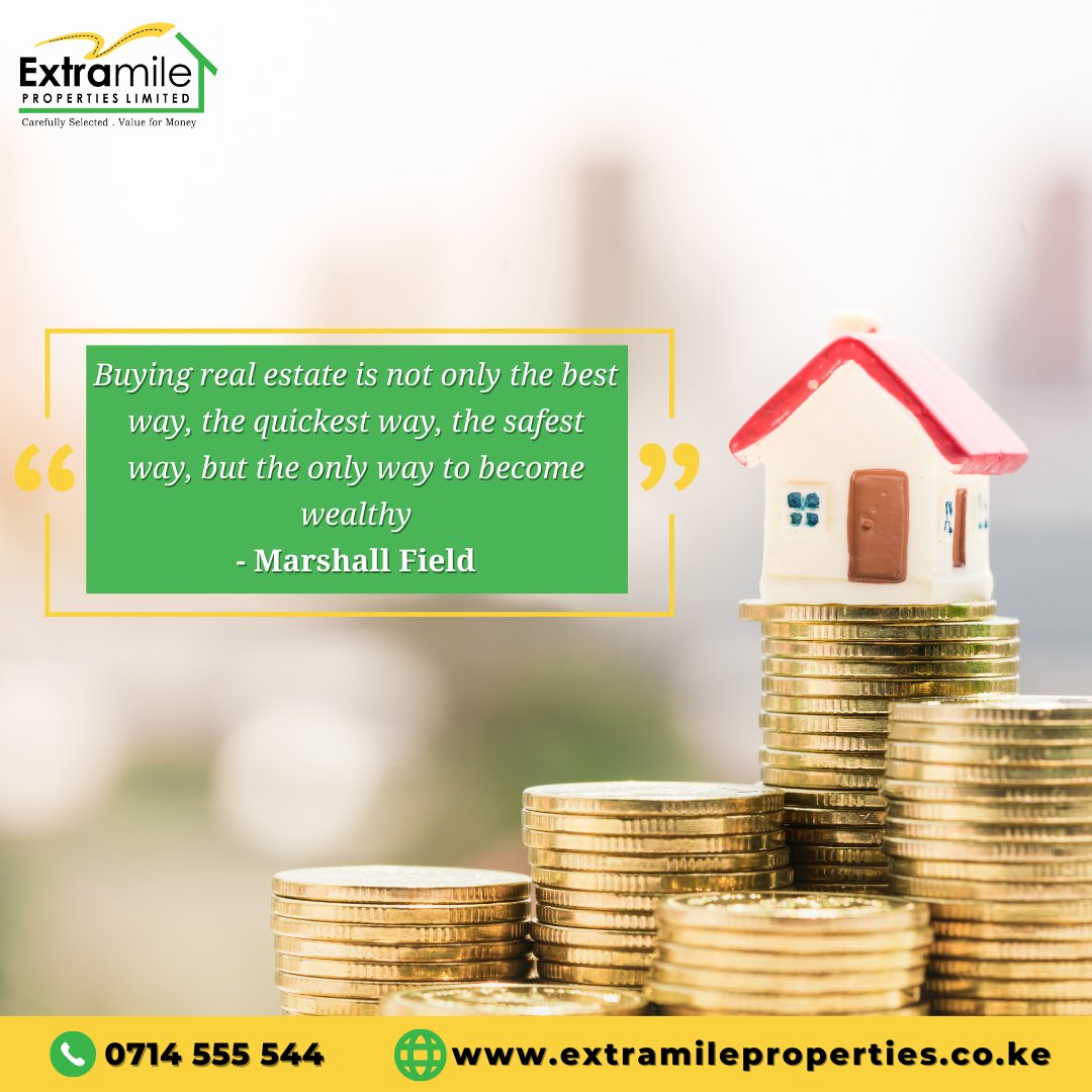 XMProperties254's tweet image. Buying real estate is not only the best way, the quickest way, and the safest way, but the only way to become wealthy
- Marshall Field

Invest with us today!
☎️Call: 0714 555 544
📱Whatsapp: bit.ly/3kqGDD0

#ExtramilePropertyInvestment #ExtramileProperties #primeplots