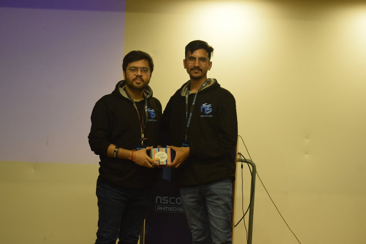 NSConclave's tweet photo. "Congratulations to our Top 3 tweeters! @jay_yaml , @SiddharthaP01  &amp; @DebrajBasak9  Your voice was heard loud and clear💥🎉 Presenting you with #NSConclaveSwag as a symbol of appreciation by our Head of Professional Services @_RaviRamesh 🏆

#Conference #CyberSecurity #infosec https://t.co/I1Jb6xyq0f