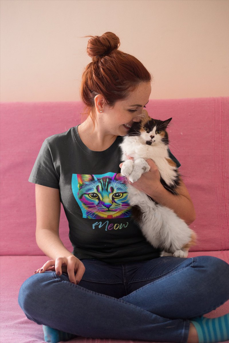 molaoctoba's tweet image. Vibrant Color Cat Head Tee, gift for cat lovers, cat mom and dad etsy.com/listing/138481… #colorfultee #catshirt #catmom #catdad #cattee #cattshirt #valentinesgift