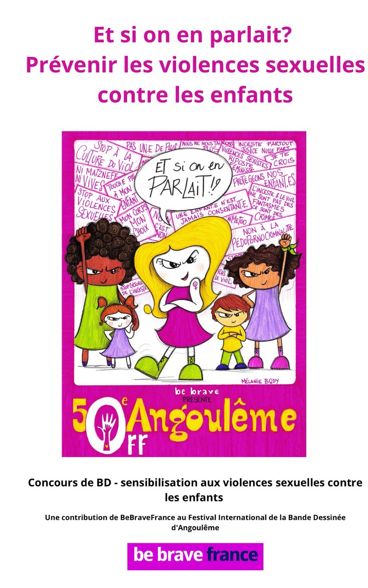 BeBraveFrance's tweet photo. 📢Retrouvez toutes les réalisations du concours #BDStopPedocriminalité dans cet ebook 📖 gratuit bien entendu!
Un énorme merci 🙏🙏🏼🙏🏾
➡️aux dessinatrices/teurs ✍️
➡️ au jury @StopVEO @Fond_Enfance @GhadaHatem13 @MiKohiyama @arnaud_gallais
#BeBRAVE
https://t.co/97lLHqW7nO https://t.co/d2cDKYvB9K