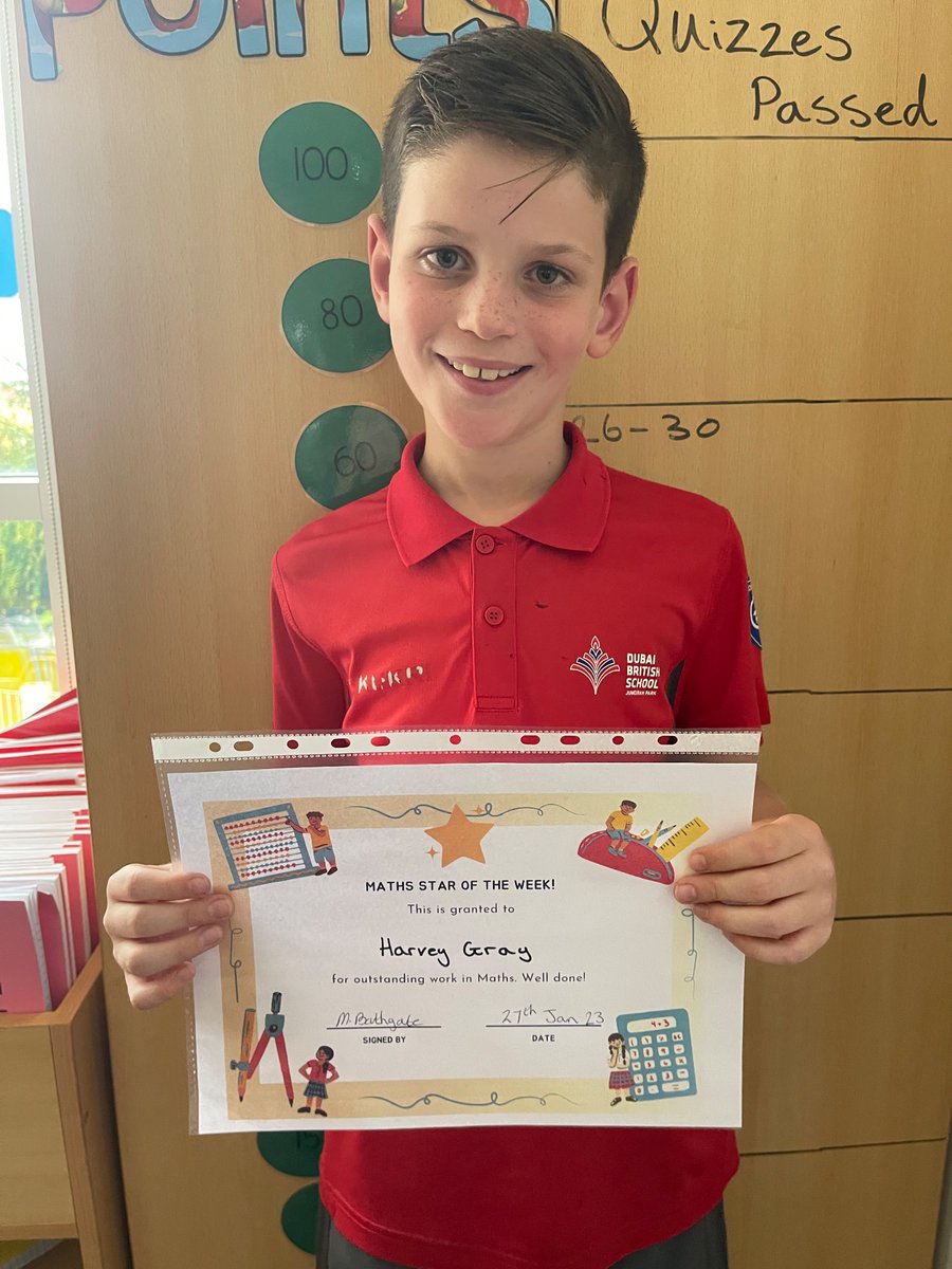 Well done to Harvey, our Maths Star of the Week, for showing great effort in our fractions work. Keep it up!
#proudlytaaleem #BeginsatDBSJP <a href="/DBSJP_Maths/">DBSJP | Maths</a>