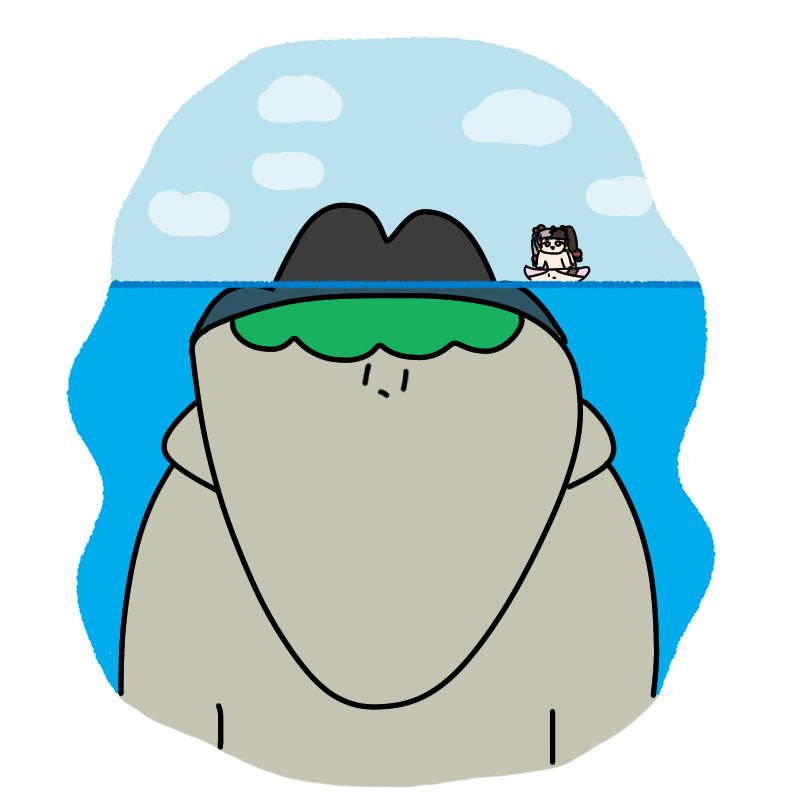 swimming water innertube partially submerged 1boy sky hat  illustration images