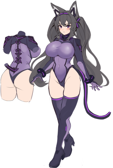 SF世界観のうちのこ立ち絵(紫月ちゃん) 