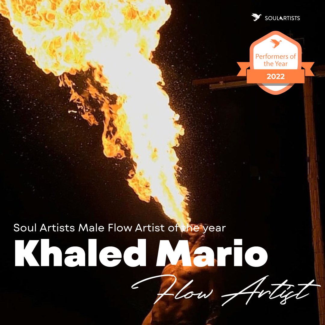Soul Artist celebrates Khaled Mario as Male Flow Artist of the Year 2022 🔥
.
.
#soulartists #flowartist #fireperformer #fire breather #entertainer #dragonstaff #poi #staff #artist #artists #entertainer #talentbooking #bestof2021 #talentbooking #talentagency #technology