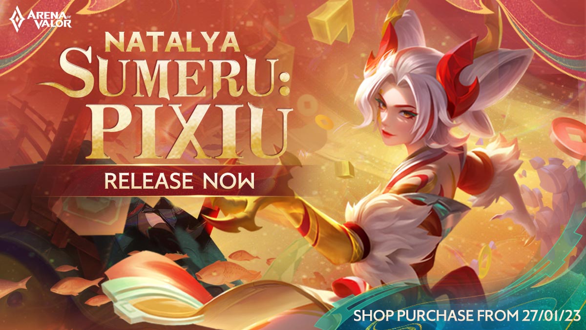 Natalya-Sumeru: Pixiu releases now! 

Natalya has a talent for doing business, so she owns a tremendous fortune now!

Would you like to know her business secrets?

Log into AoV now and get the newest Natalya-Sumeru: Pixiu skin!

#Natalya #ArenaofValor #AoV #newskin