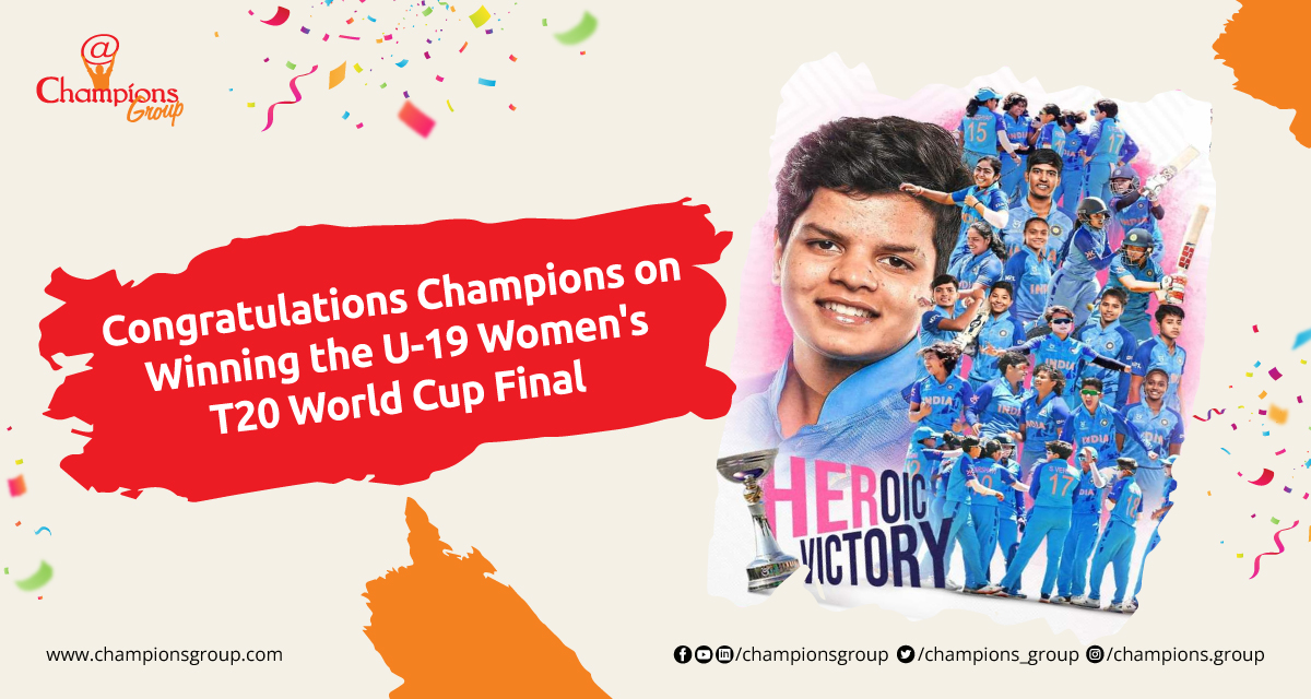 India won the first-ever ICC U-19 Women’s T20 World Cup final. Many congratulations on the amazing victory Champions. #U19T20WorldCup 🏆👏 #TeamIndia🇮🇳 #U19WorldCup #WomenCricket #WomeninBlue #ChampionsGroup
