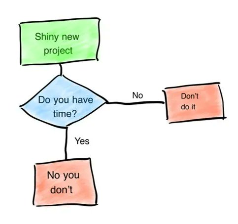 Shiny new project.
Do you have the time?
No:  --> Don't do it.
Yes: --> No you don't.